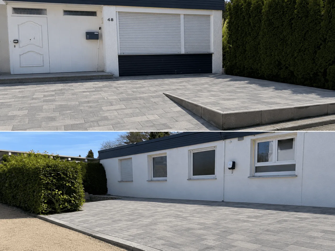 Neu gepflasterte Einfahrt vor Haus und Garage